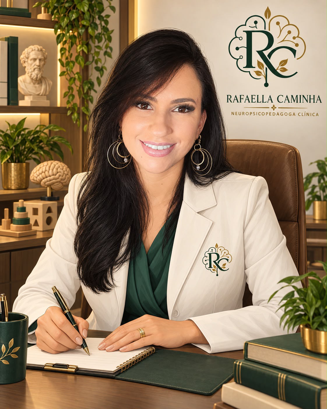 Neuropsicopedagoga Rafaella Caminha em ambiente profissional